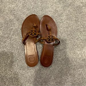 Brown Thin Strap Leather Tory Burch Sandals